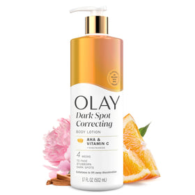 Olay front bottle 17 fl oz showing clean label and quick absorption benefit