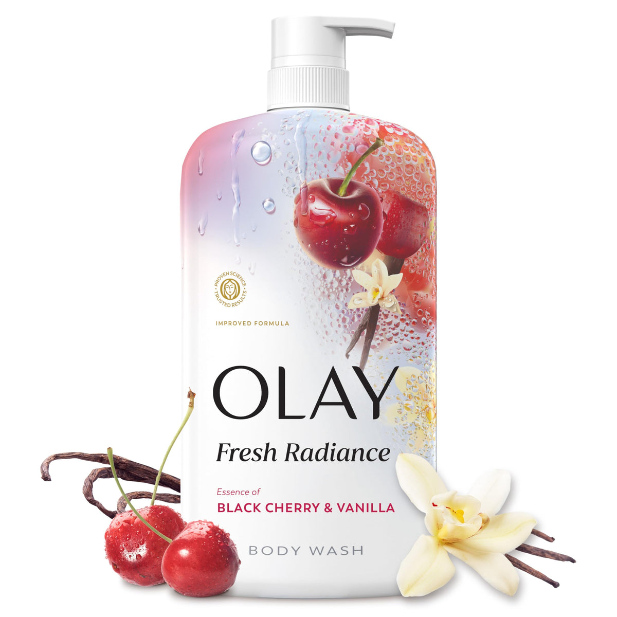 Olay front bottle view showing label and size benefit