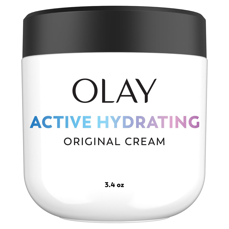 Olay front jar showing product branding and easy-to-use size