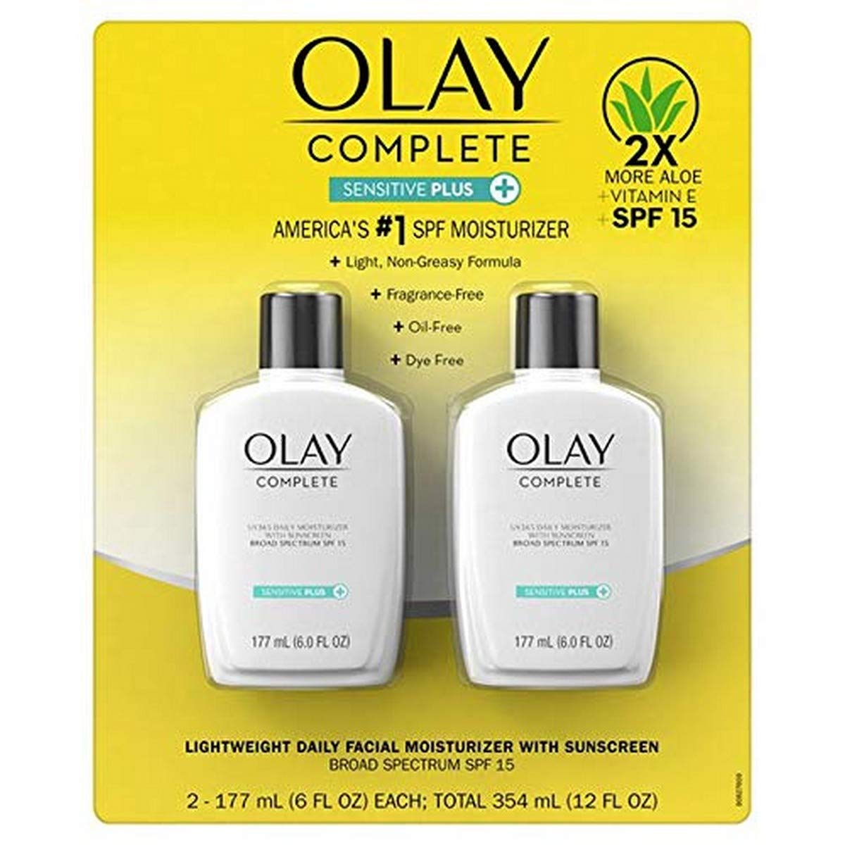 Olay front packaging of Complete UV Plus showing product benefits and size