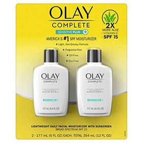 Olay front packaging of Complete UV Plus showing product benefits and size