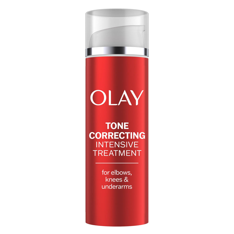Olay front packaging showing product name and targeted use benefits