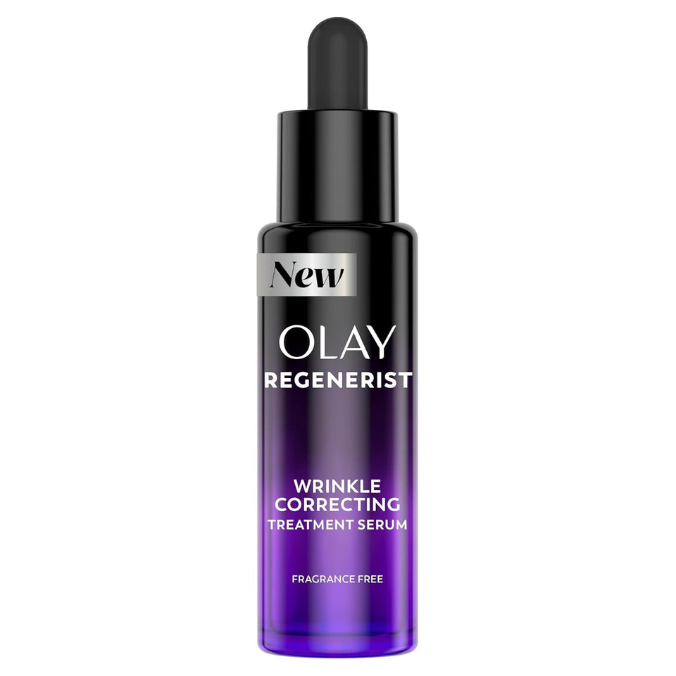 Olay front packaging showing bottle and branding for quick identification and trust