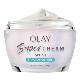 Olay front packaging showing jar and SPF benefit