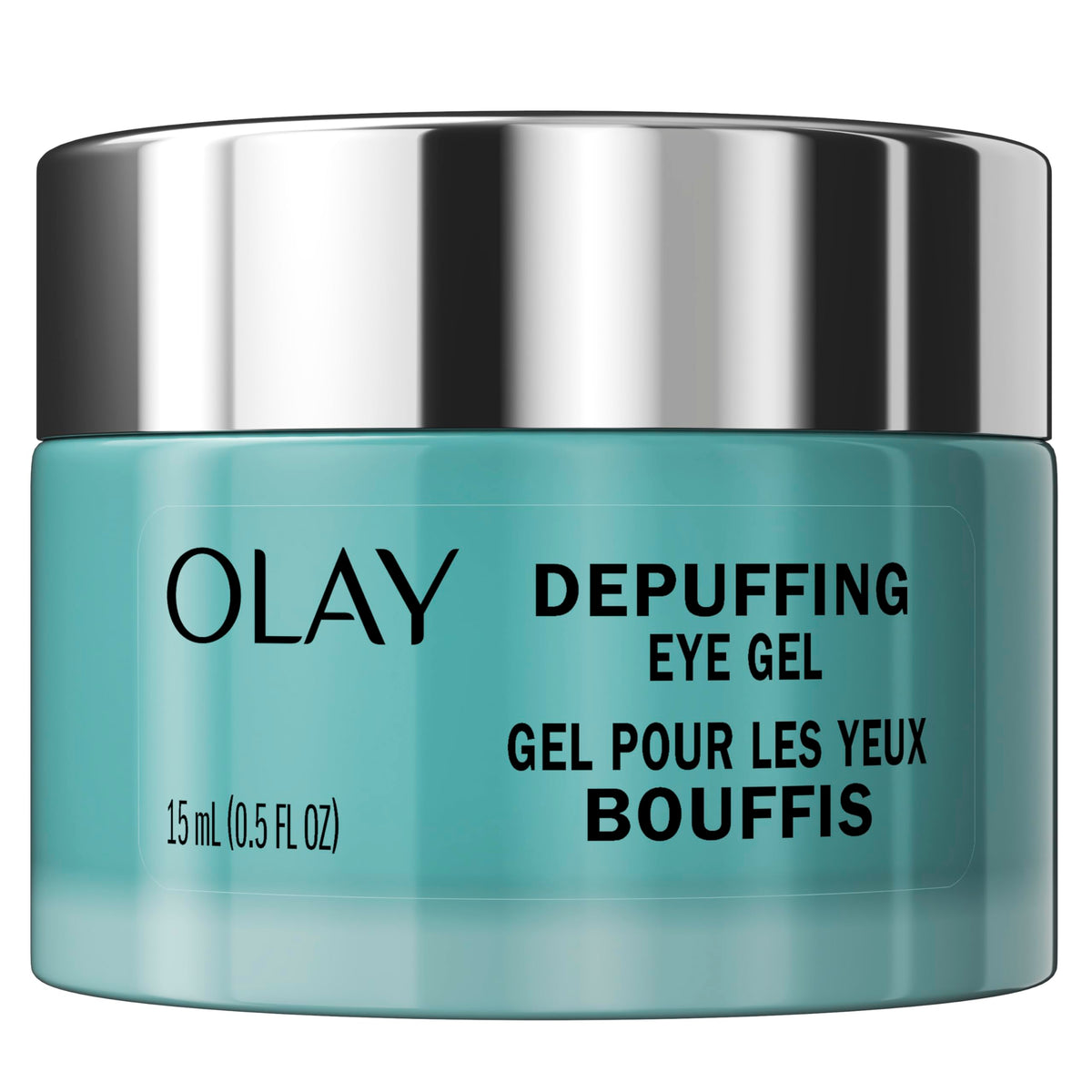 Olay front packaging showing gel eye cream and clear cooling benefit