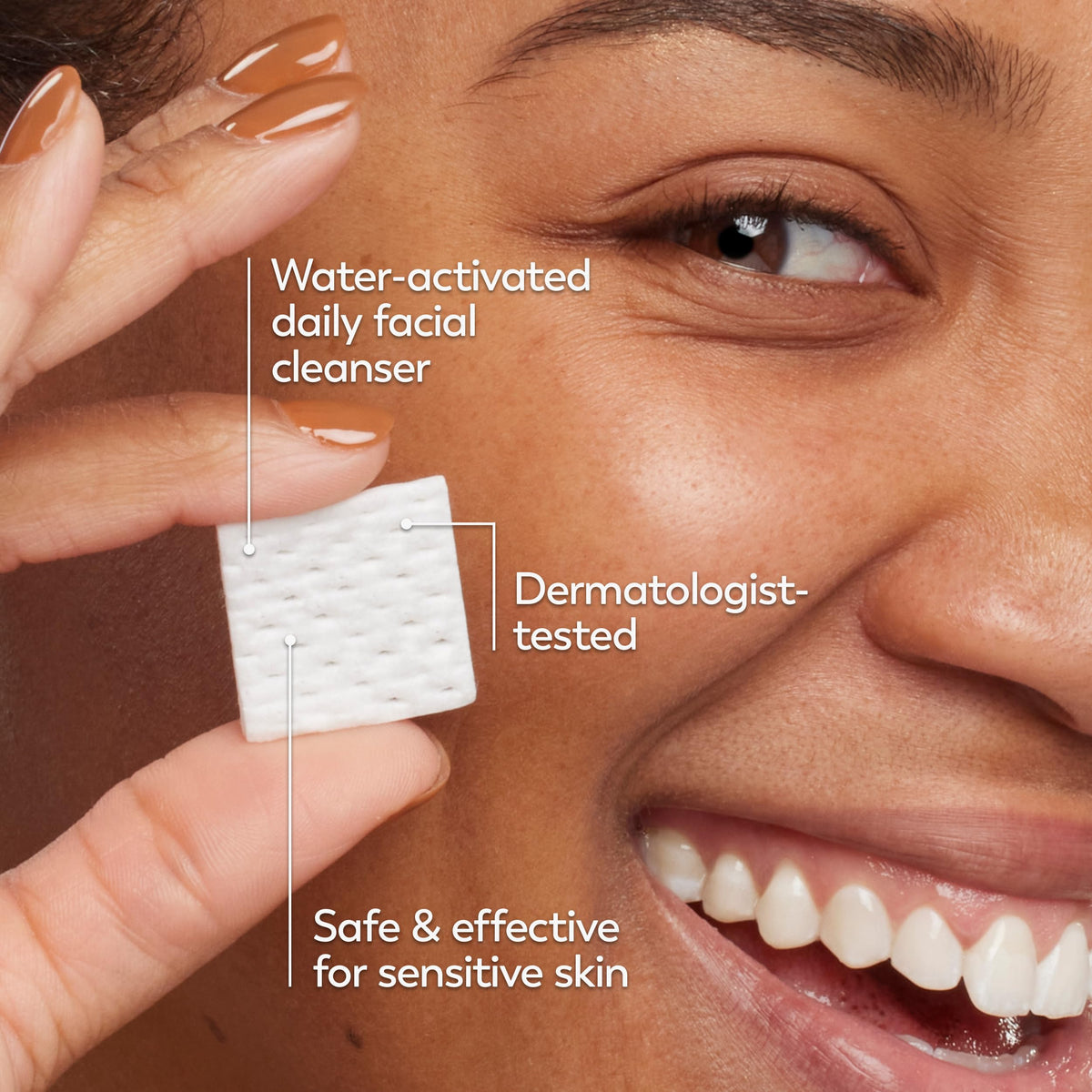 Olay ingredient label close-up highlighting six mild ingredients list