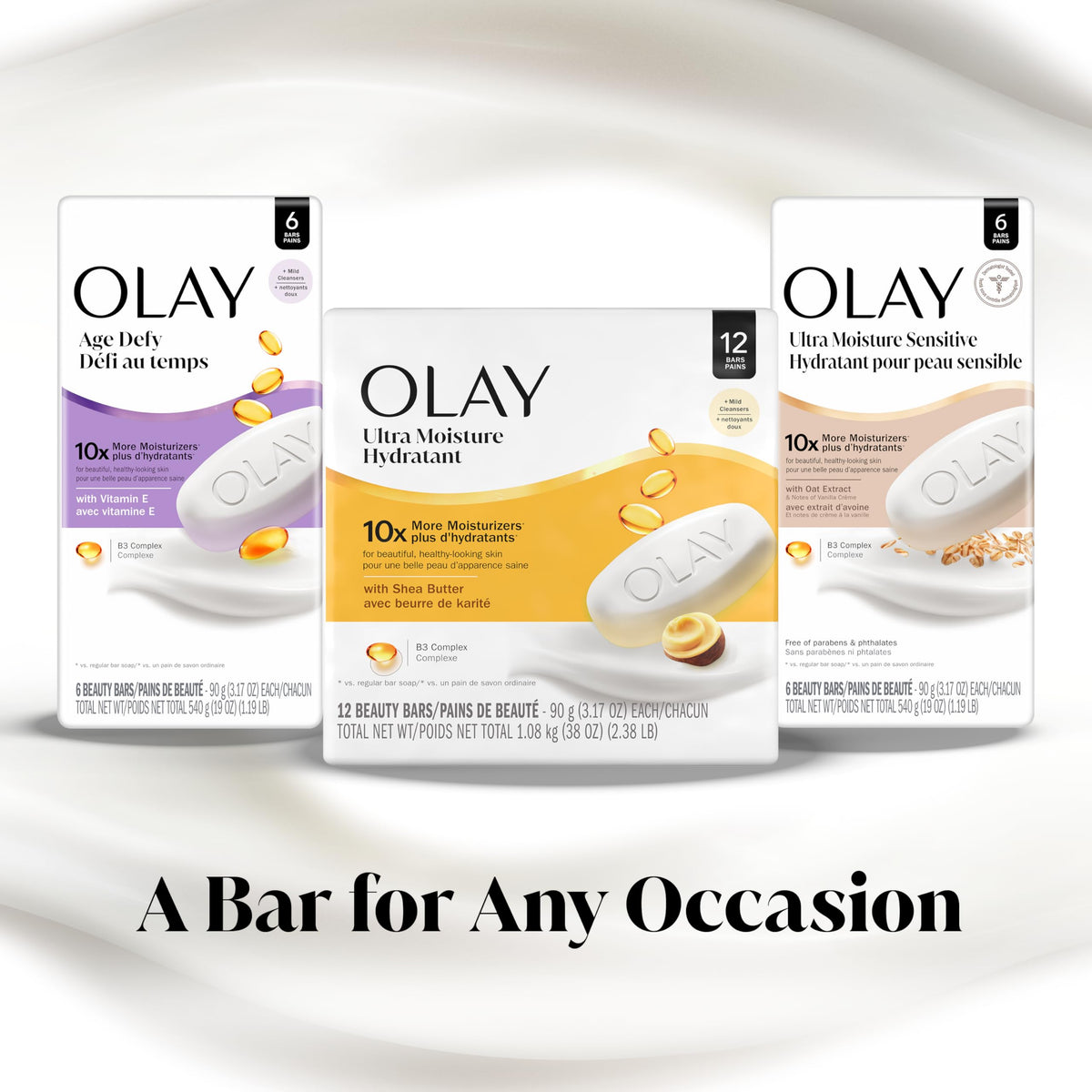 Olay ingredient label with vitamin E and B3 complex for skin support