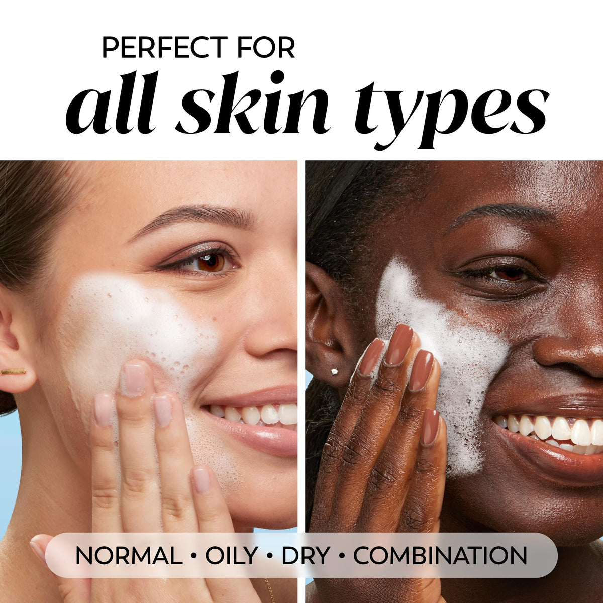 Olay ingredients label emphasizing seven-ingredient gentle formula