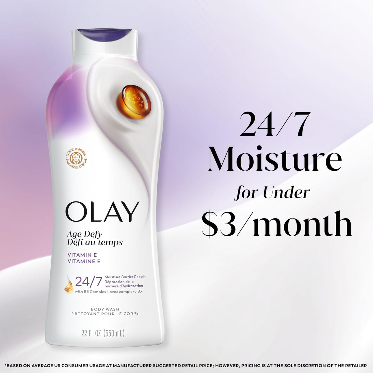 Visual of niacinamide and hyaluronic elements representing Olay moisturizing benefits