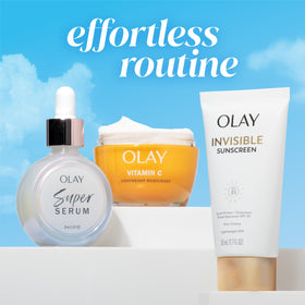 Olay 1.7 oz tube next to everyday items showing compact travel benefit