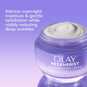 Olay open jar top view showing rich fragrance-free formula