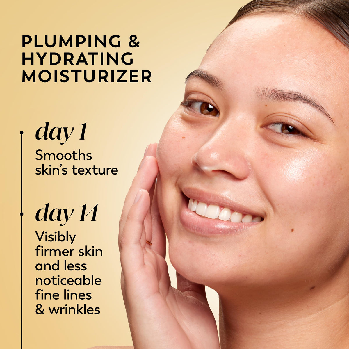 Olay jar open with swatch on hand demonstrating smooth application benefit