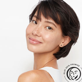 Olay product label highlighting aloe ingredient and soothing benefit