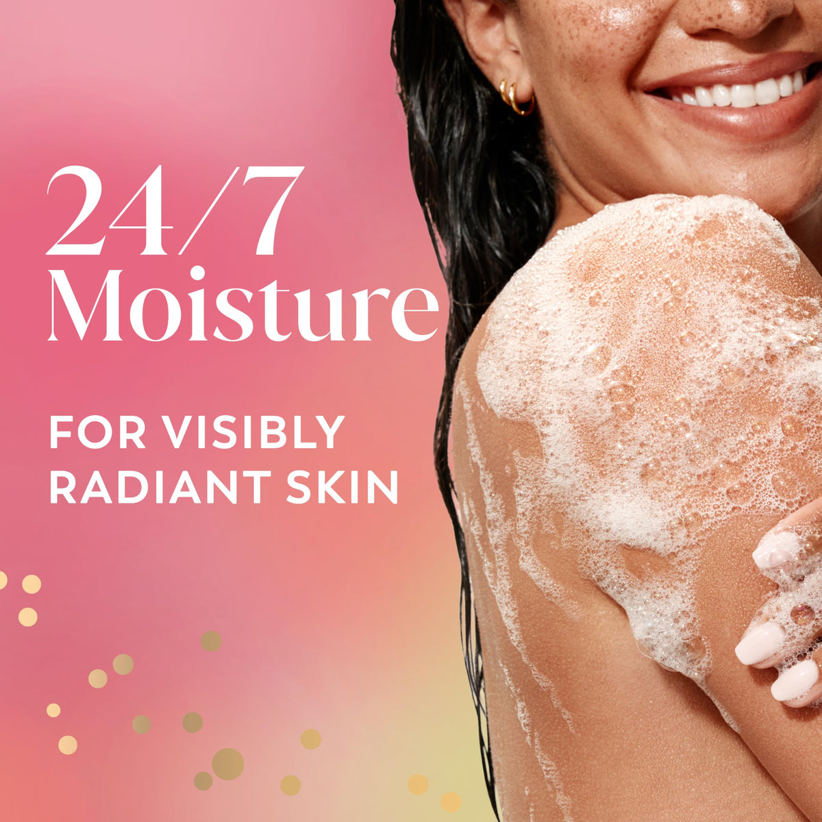 Olay label close-up highlighting Pro-Hyaluronic and niacinamide benefits