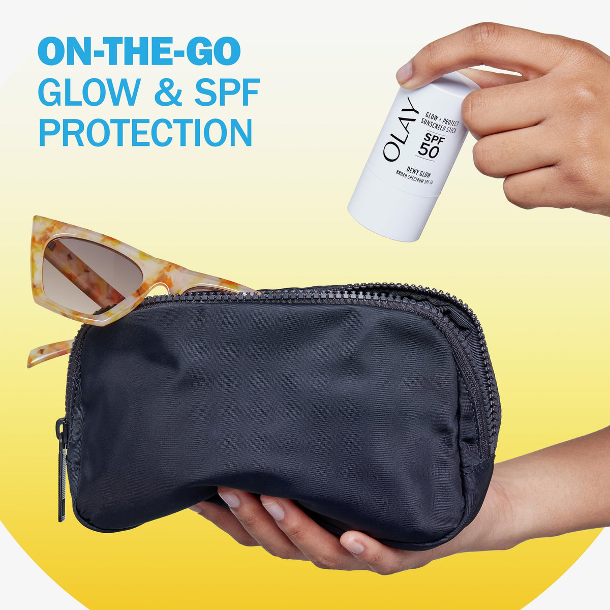 Olay label close-up emphasizing SPF 50 broad-spectrum protection information