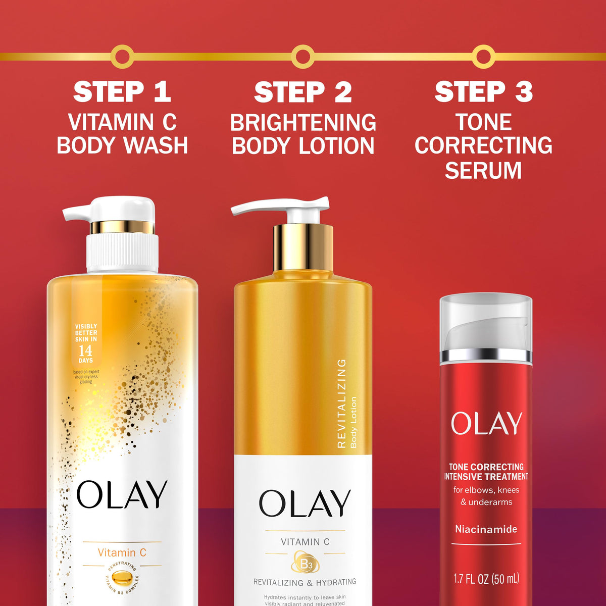 Olay ingredient label focusing on niacinamide and glycerin for brightening benefit