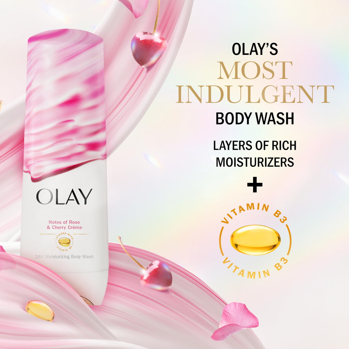 Olay rich lather foam detail highlighting gentle cleansing