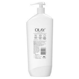 Olay bottle on bathroom shelf implying everyday use and routine benefit