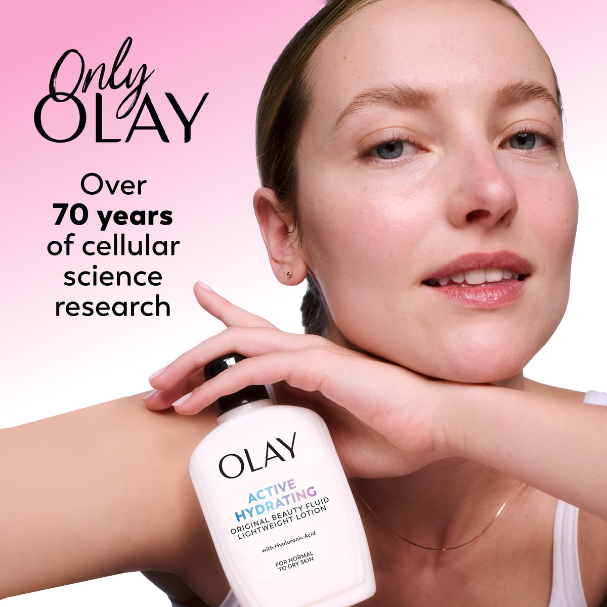 Olay lifestyle bathroom vanity display suggesting everyday routine convenience