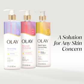 Olay lotion paired with Serum Body Wash for enhanced renewal benefit