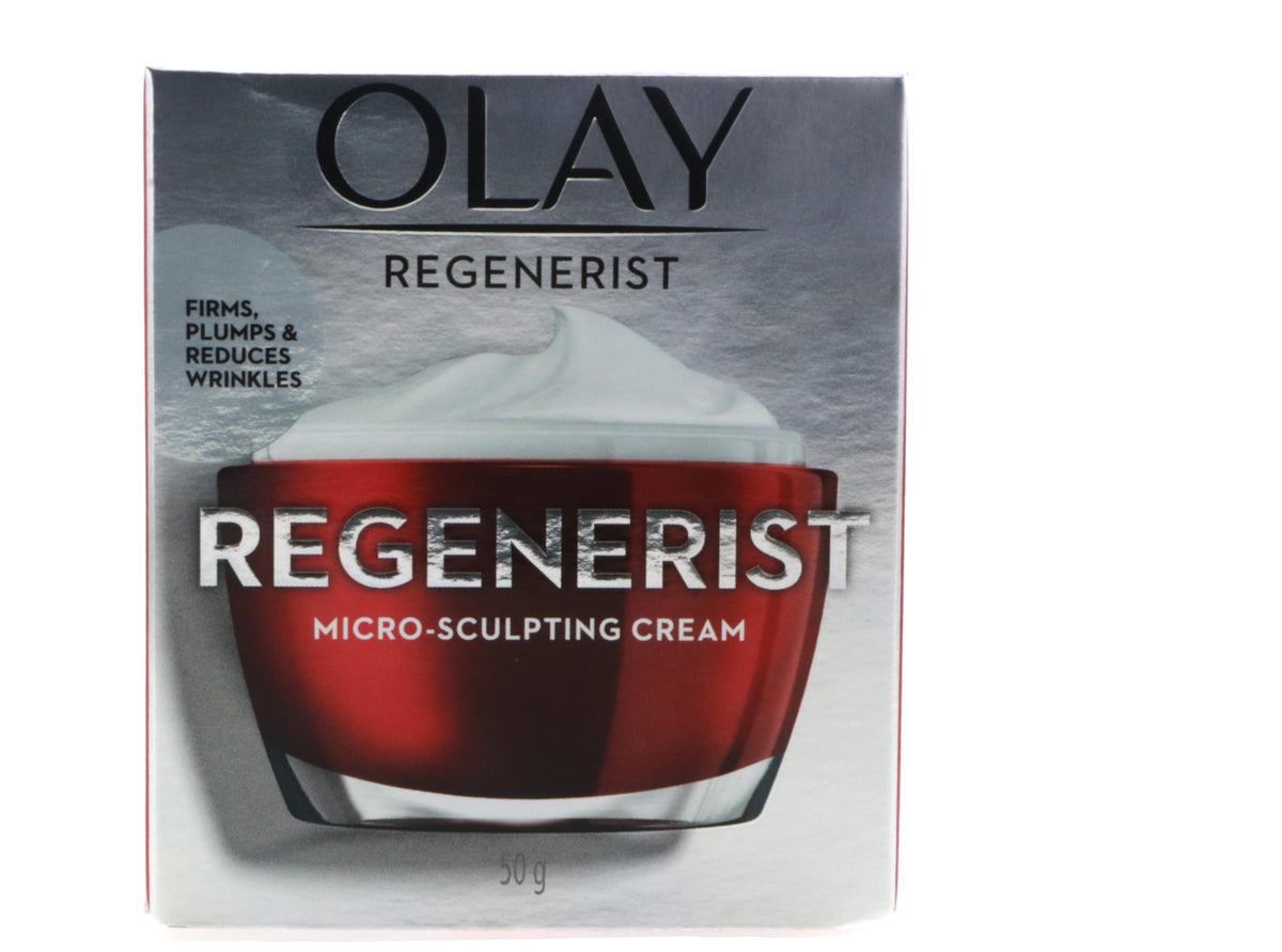 Olay jar front view showing product and clear brand benefit