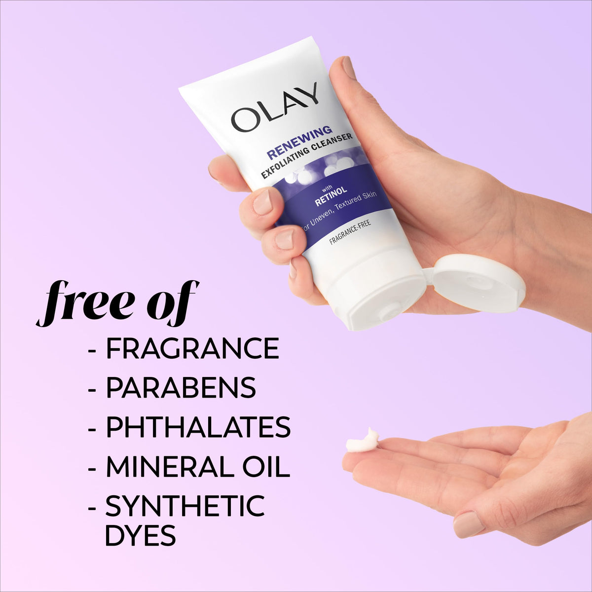 Olay moisturizer being applied on face for overnight hydration