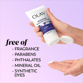 Olay moisturizer being applied on face for overnight hydration