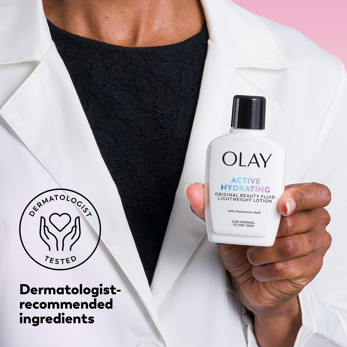 Olay moisturizer in hand scale view showing compact travel-friendly size