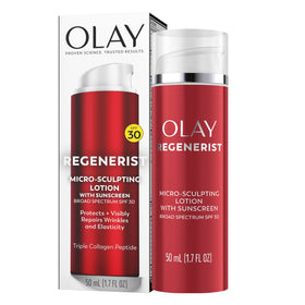 Olay jar on bathroom counter in morning routine for everyday use