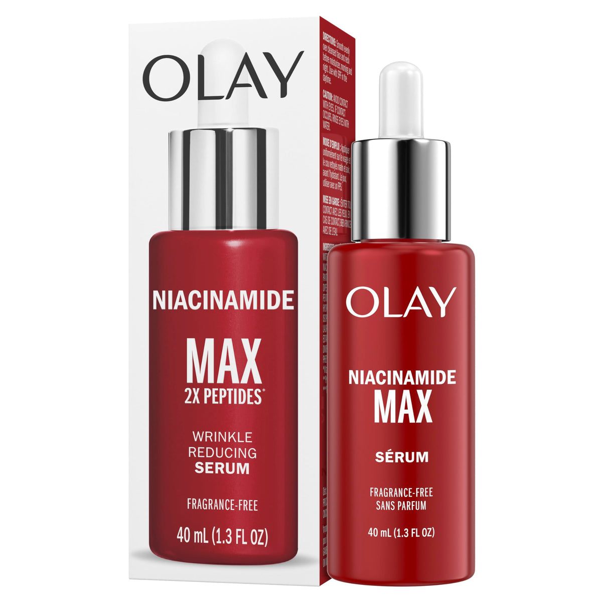 Olay 1.3oz bottle beside a coin showing product size for scale