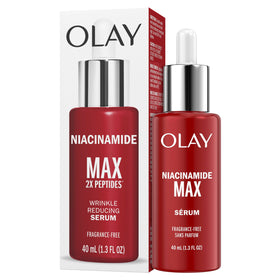 Olay 1.3oz bottle beside a coin showing product size for scale