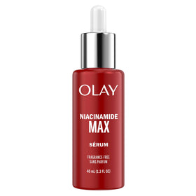 Olay bottle front view showing label and sleek packaging for easy identification