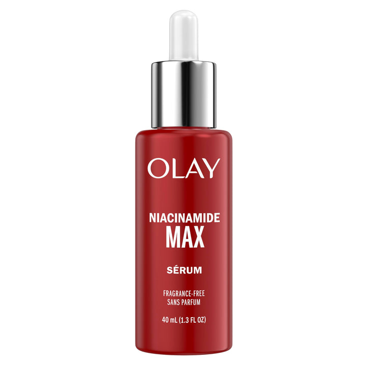 Olay bottle front view showing label and sleek packaging for easy identification