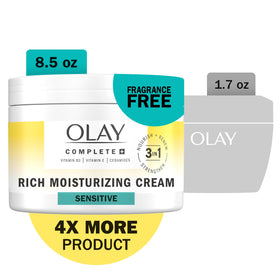 Olay open jar cream texture closeup illustrating rich hydration benefit
