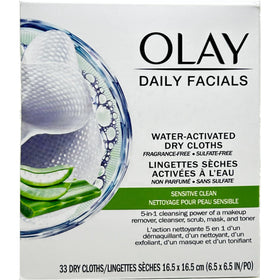 Olay open pack displaying multiple water-activated cloths