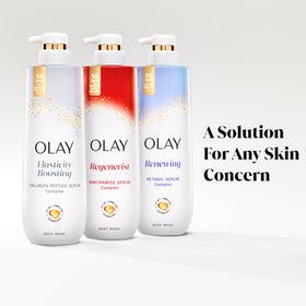 Olay pack of four bottles arranged to show value multipack