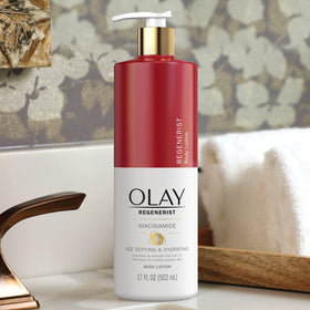Olay four-pack stacked illustrating value and consistent supply