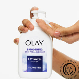 Olay pump dispense action showing easy application and control