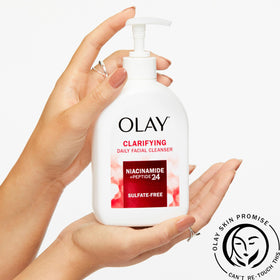 Olay pump dispensing gel illustrating controlled, waste-reducing amount