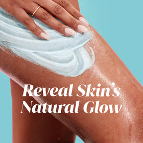 Olay cream dispensed into hand foams easily to cleanse and exfoliate