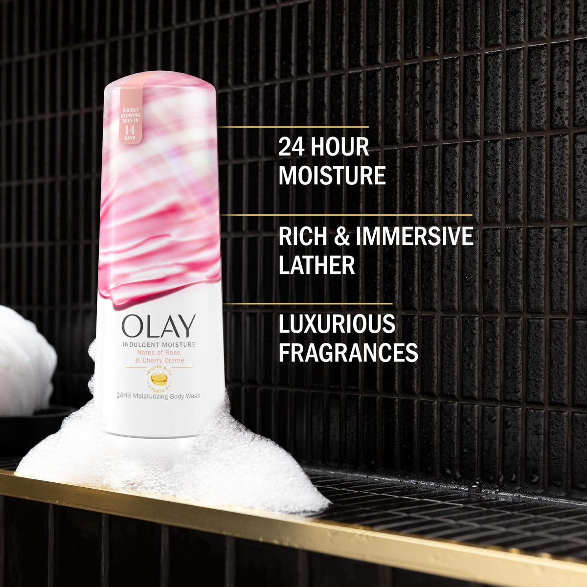 Olay creamy pump dispense texture demonstrating moisturization