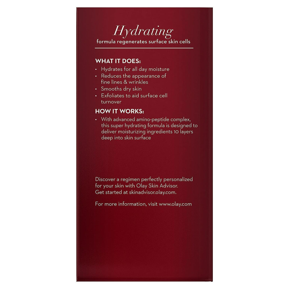 Olay Regenerist cream being smoothed on hand demonstrating lightweight hydration