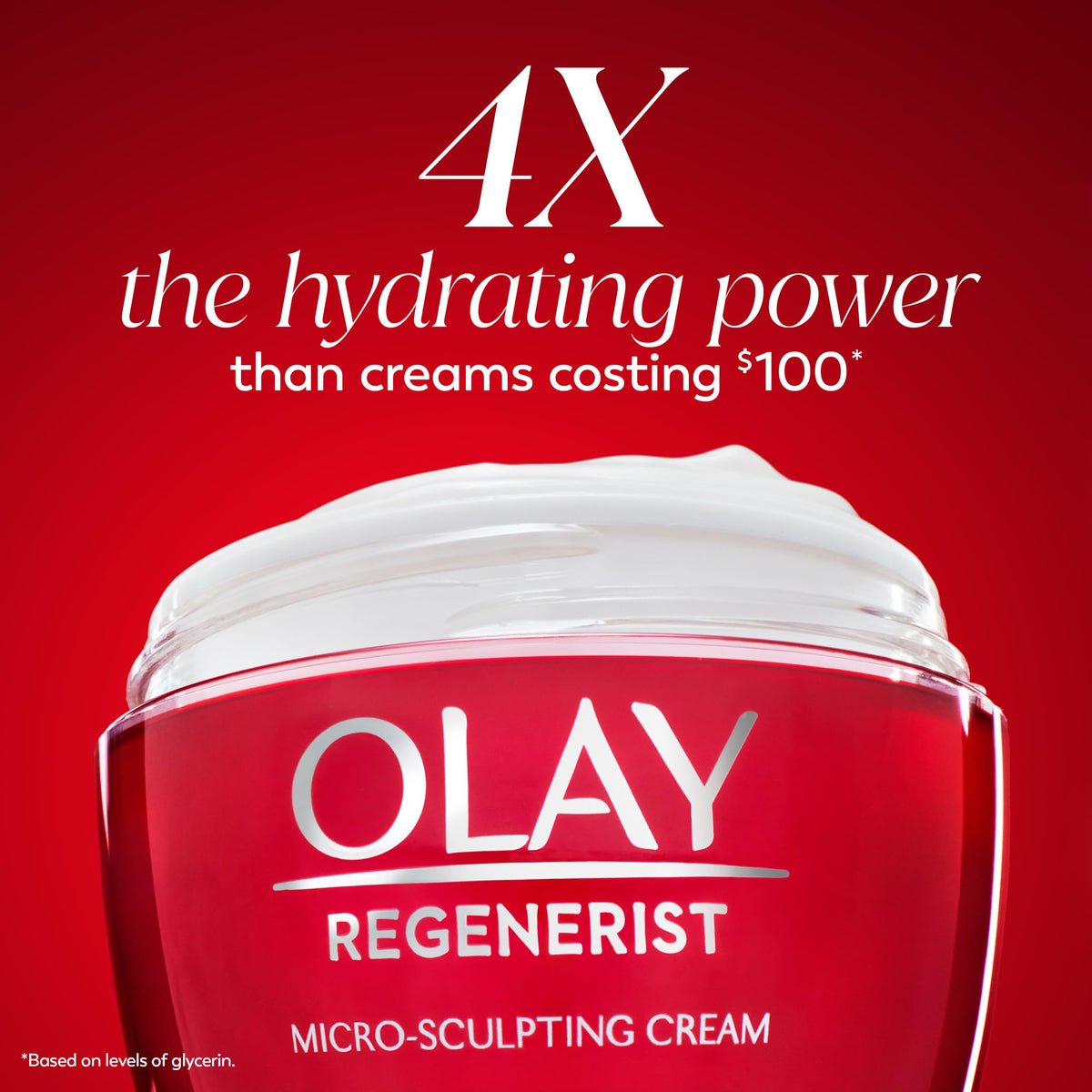 Olay Regenerist cream on spoon displaying rich consistency that boosts moisture retention