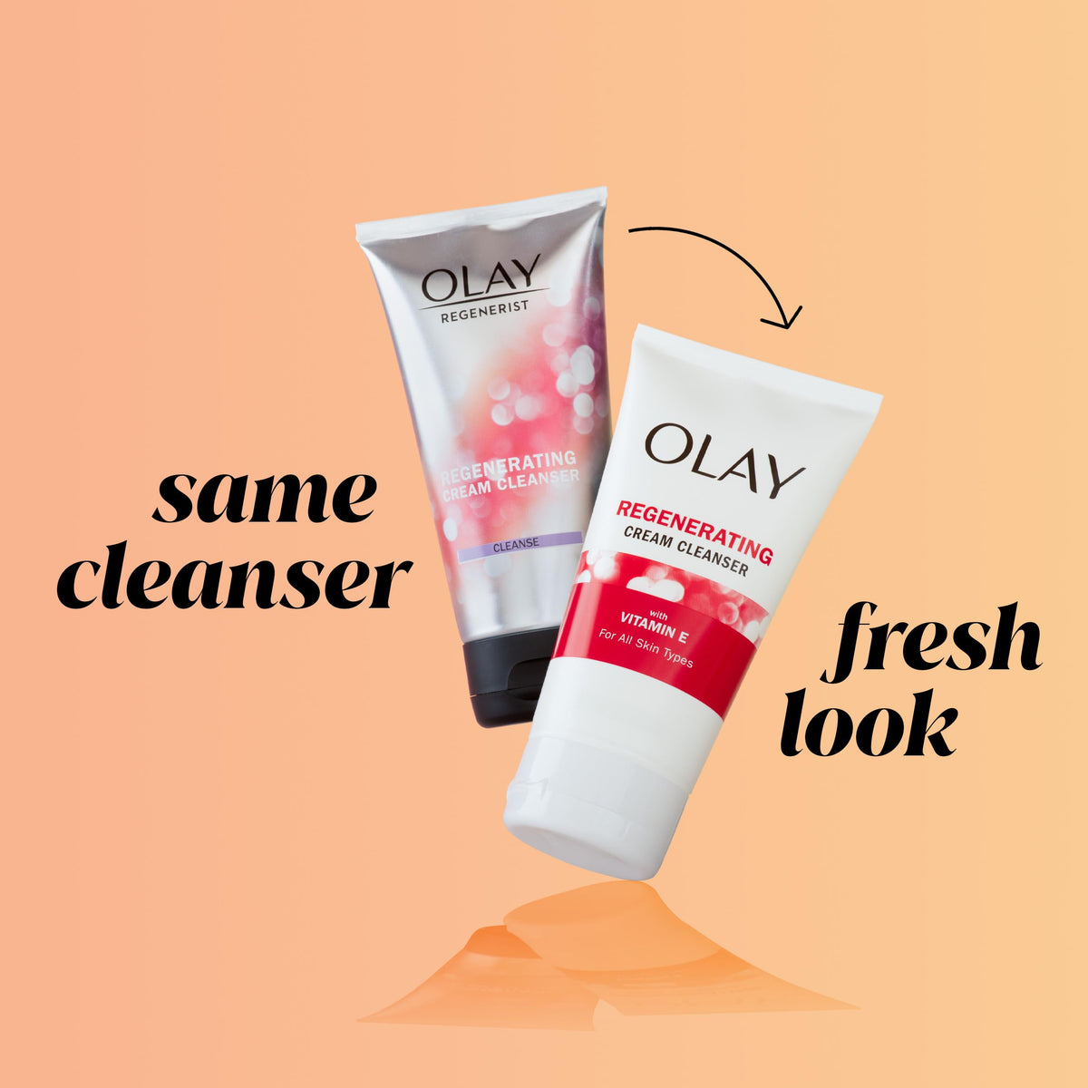 Olay creamy cleanser texture swatch illustrating hydration benefit