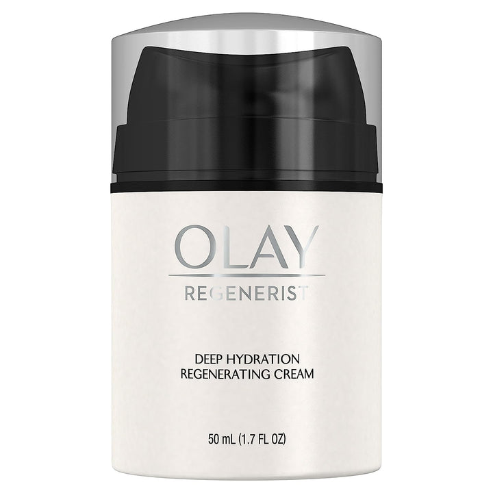 Olay Regenerist front jar showing product packaging and hydration boost