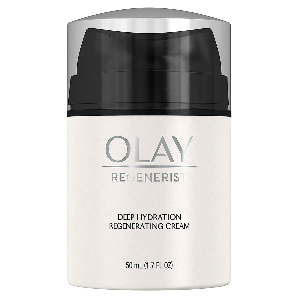 Olay Regenerist front jar showing product packaging and hydration boost