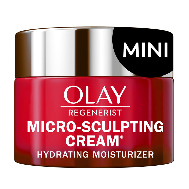 Olay Regenerist front jar showing compact travel-size and clear branding for convenience