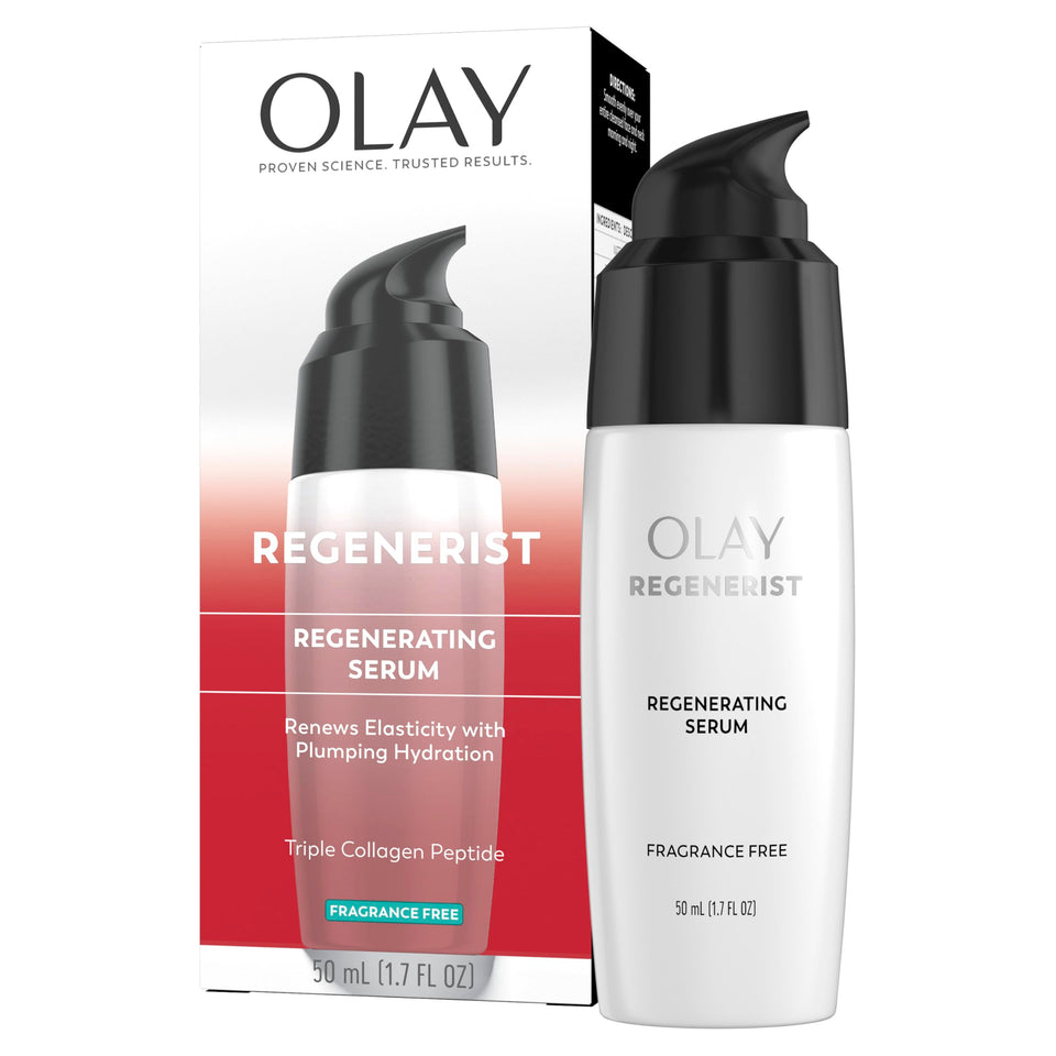 Olay front packaging showing product name and size, clear product identity