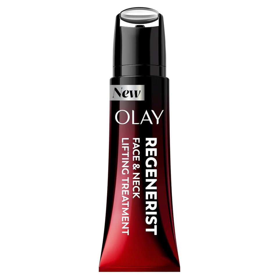Olay packaging front view showing product and benefits