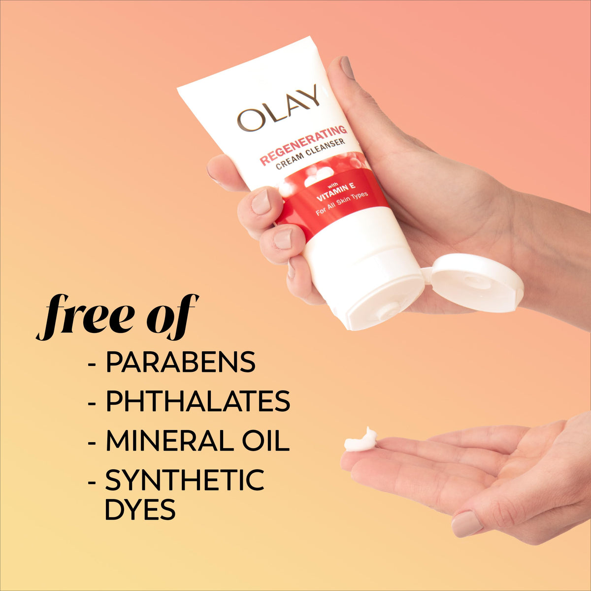 Olay bottle in hand for scale and travel-friendly benefit